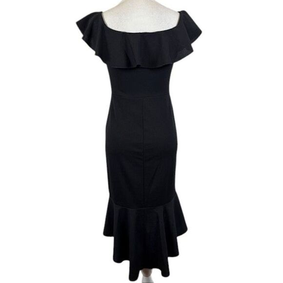 Bailey Blue Black Cocktail Dress Pullover Stretch On or Off Shoulder Hi-Lo small - Picture 3 of 12